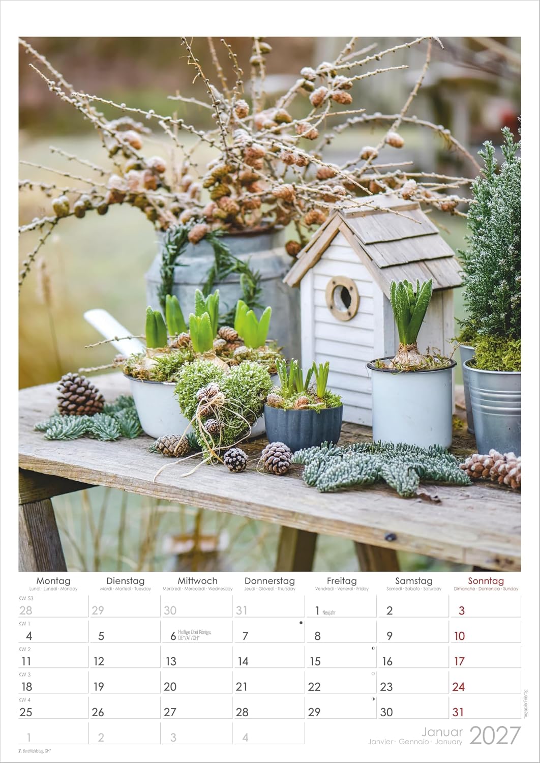 Landhaus 2027: Wandkalender 29,7x42 cm mit Feiertagen, 4-sprachigem Kalendarium und Platz für Notizen – Bild 2