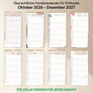 KONVINIT Family Planner 2027, 15 Month Calendar with 3 Columns & Stickers – Bild 6