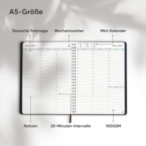 Smart Panda 2027 A5 Diary - Calendar, 30 Minute Time, Book Calendar – Bild 6