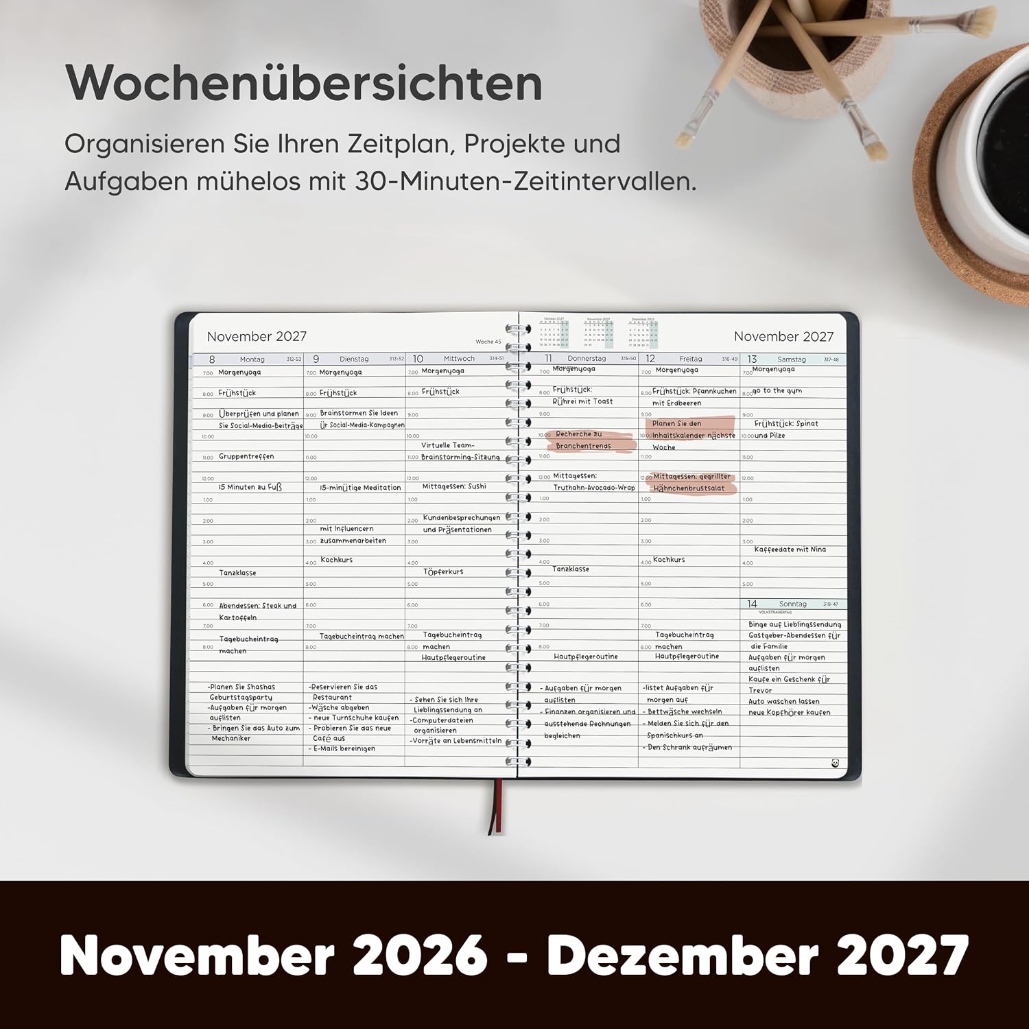 Smart Panda 2027 A5 Diary - Calendar, 30 Minute Time, Book Calendar – Bild 2