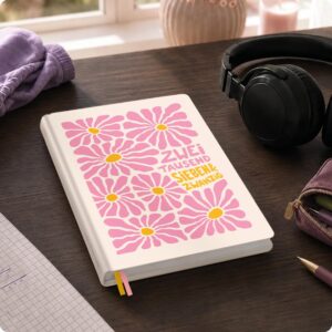 Häfft - Timer Book Calendar 2027 A5 for Young Adults "Pink Flowers" – Bild 7