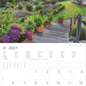 Gartenzauber 2027: Wandkalender 30x30 cm (30x60 cm geöffnet) mit Notizkalendarium, 12 Gartenmotiven und Bucket-List – Bild 6