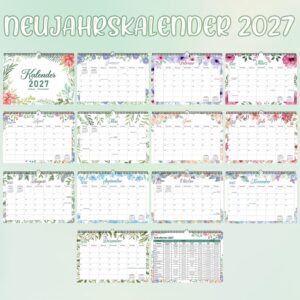 Calendar 2027 Wall Calendar A4 Monthly Calendar Year Planner Monthly Planner Monthly Overview for Two 2027 for the Whole Year with Holidays, Family Planner School Holidays Wall Calendar Family – Bild 3