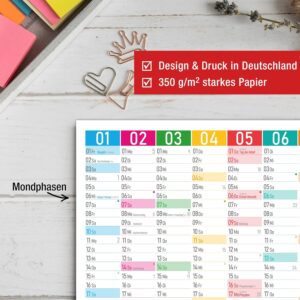 TOBJA® DIN A4 Blackboard Calendar 2027 Colour Blocks - 1 Year on 1 Page, Modern Design with Holidays, Holidays & Calendar Weeks, 350 g/m² Paper | Wall Calendar Year Planner Set of 3 – Bild 4