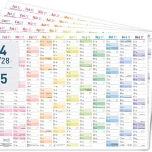 Häfft® 5 x Annual Calendar 2027 A4 Landscape Wall Calendar Small "Rainbow"
