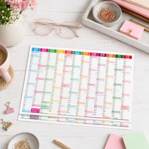 TOBJA® DIN A4 Blackboard Calendar 2027 Colour Blocks - 1 Year on 1 Page, Modern Design with Holidays, Holidays & Calendar Weeks, 350 g/m² Paper | Wall Calendar Year Planner Set of 3 – Bild 8