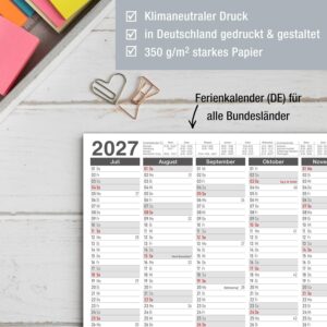 TOBJA® DIN A4 Blackboard Calendar 2027 Anthracite for Office, Law Firm & Architect, Year Planner with Holidays, Holidays & Calendar Weeks, 350 g/m² Paper, Wall Calendar Landscape Format, Set of 3 – Bild 4