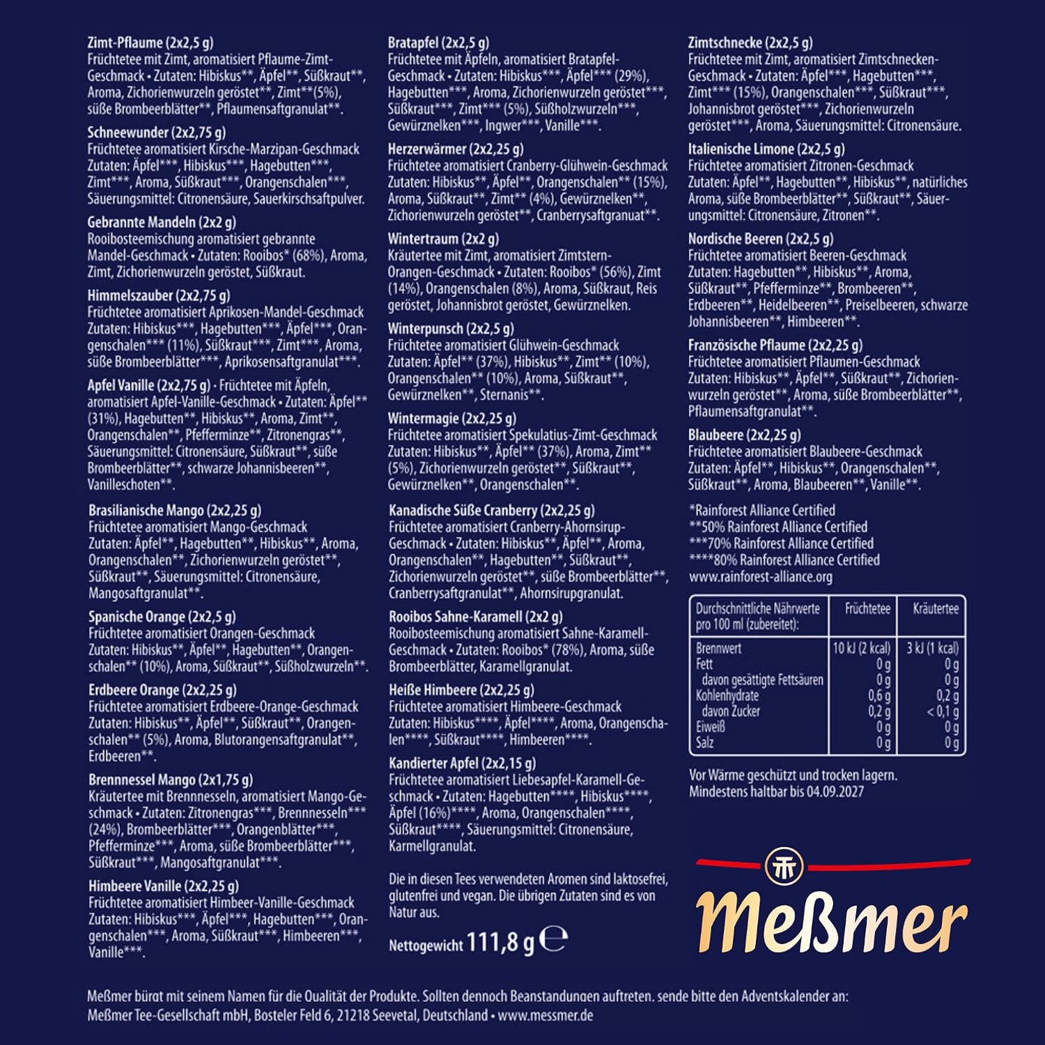 Meßmer Tea Advent Calendar 2026-24 Doors with 48 Tea Bags – Bild 2