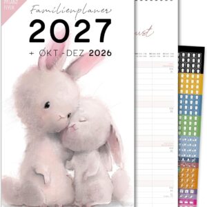 Schöne Güter® Family Calendar 2027 Family Planner 5 Columns with Stickers Holidays and Holidays Animal Illustrations 23 x 43 cm Art Calendar Drawn Playful Dreamy Artist Edition – Bild 9