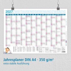 itenga Year Planner 2027 Blackboard Calendar Wall Calendar DIN A4 Sturdy Design Calendar Year – Bild 2