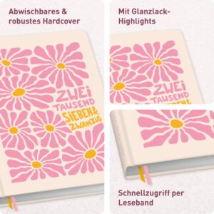 Häfft - Timer Book Calendar 2027 A5 for Young Adults "Pink Flowers" – Bild 2