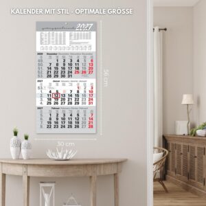 3 Month Calendar 2027 Wall Calendar with Slider - Calendar 2027, 3 Months at a Glance, Year Overview, Holidays & School Holidays DE/AT, Office Calendar 56 × 30 cm – Bild 4