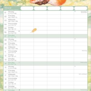 Familienplaner Tierzauber 2027: Familienkalender 22x45 cm mit 5 Spalten, liebevollen Tierillustrationen, Schulferien & Stundenplänen, ideal für Familien mit Kindern – Bild 7