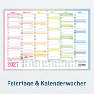 Häfft® Premium Chalkboard Calendar 2027 A4 Landscape with Holidays – Bild 4