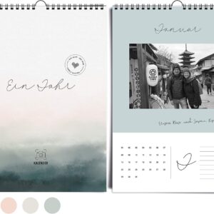 heaven+paper Photo Calendar Always to Design Yourself | Craft Calendar without Year A4 Made of Extra Thick 250 g/m² Cardboard | Wall Calendar Made in Germany (Aqua) – Bild 6