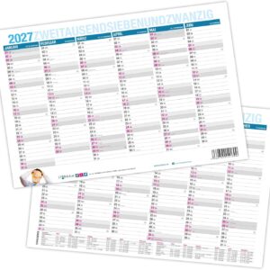 itenga Year Planner Calendar 2027 Blackboard Calendar Wall Calendar Small DIN A5 Sturdy Design – Printed on Both Sides Each Page 6 Months