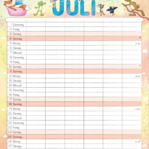 Family Planner Cartoon 2027: Family Calendar 23.7 x 34 cm with 6 Columns, Holiday Overview, German Calendar & Cartoon Illustrations, Ideal for Family Organisation – Bild 5