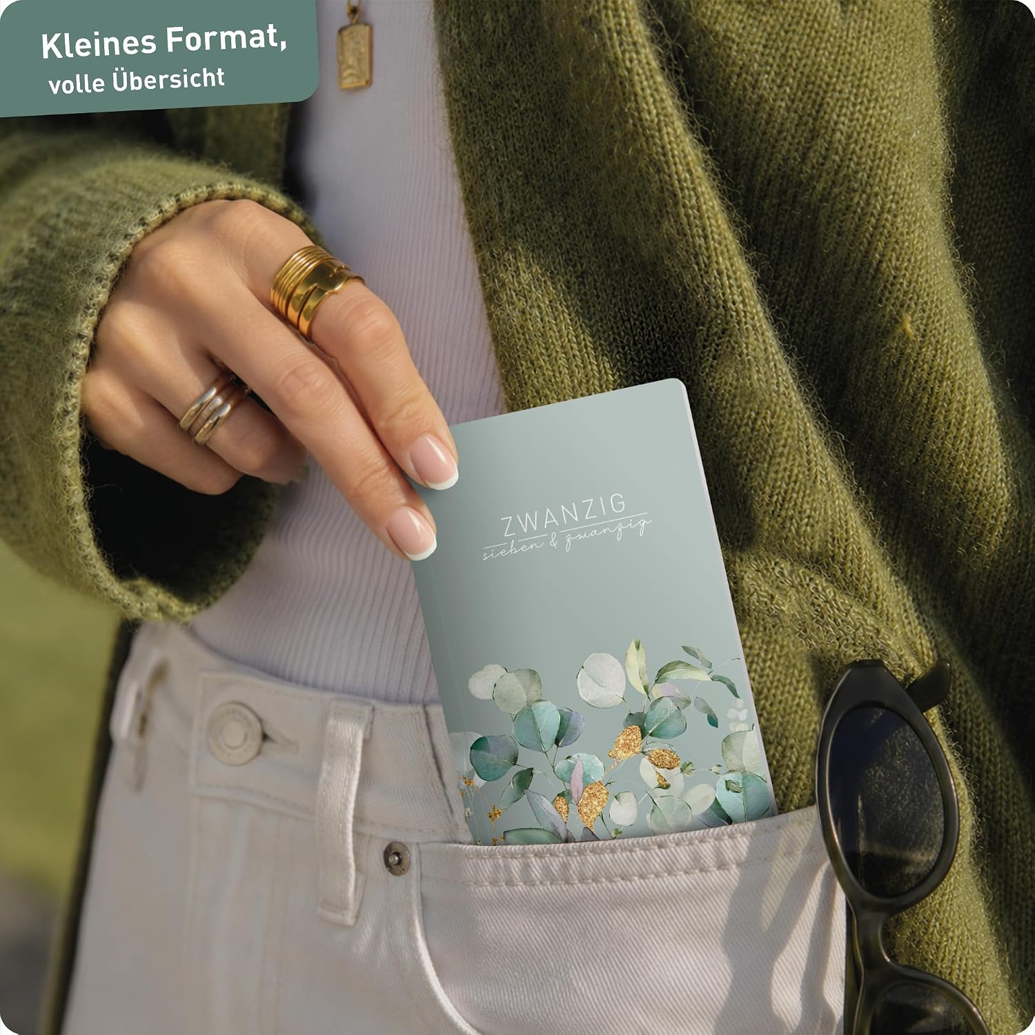 Häfft® Monthly Calendar 2027 A6 + Pocket Slim "Minty Leaves" – Bild 7