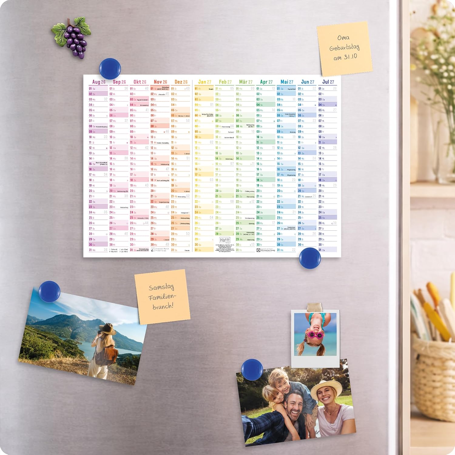 Häfft® Pack of 5 Wall Calendar School Year 2026 2027 A4 Landscape "Rainbow" – Bild 6