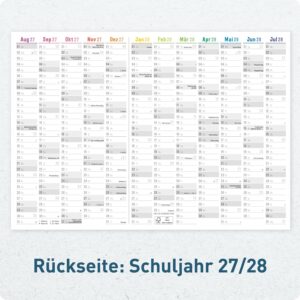 Häfft® Pack of 5 Wall Calendar School Year 2026 2027 A4 Landscape "Rainbow" – Bild 5