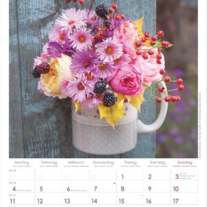 Blumen 2027: Wandkalender 23,7x34 cm mit 12 Blumenarrangements, 4-sprachigem Kalendarium und Platz für Notizen – Bild 7