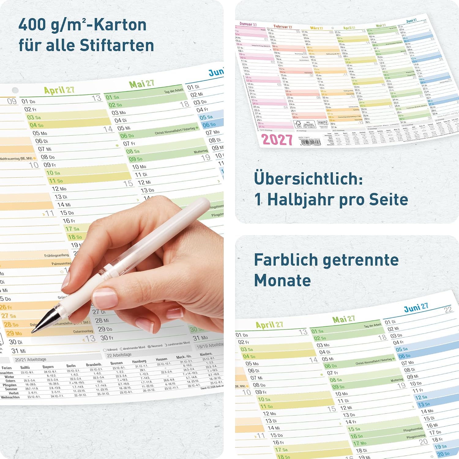 Häfft® 5 x Blackboard Calendar 2027 A4 Landscape Year Planner Wall Calendar – Bild 2