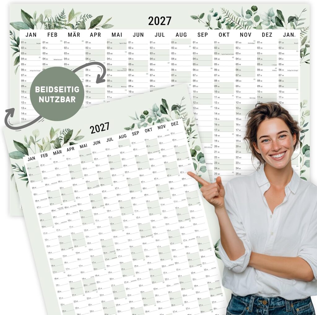 heaven+paper Wall Calendar 2027 | A1 | Year Planner 2027 | Wall Planner 27