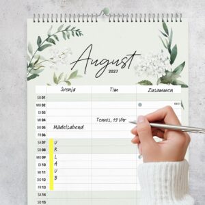 heaven+paper Familienkalender 2027 3 Spalten Green Kalender 2027 (21x42cm) – Bild 7