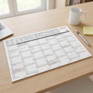 Blackboard Calendar A3 on Both Sides 2027: Yearly Overview 42 x 29.7 cm with 14 Months, Printed on Both Sides, Holidays, Holiday Dates & Moon Phases, Ideal for Office, Home Office & School – Bild 3