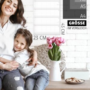 Schöne Güter® Family Calendar 2027 Family Planner 5 Columns with Stickers Holidays Black White Calendar 23 x 43 cm Black White Design Planner Wall Calendar 5 Columns Bold Text & Graphic – Bild 2