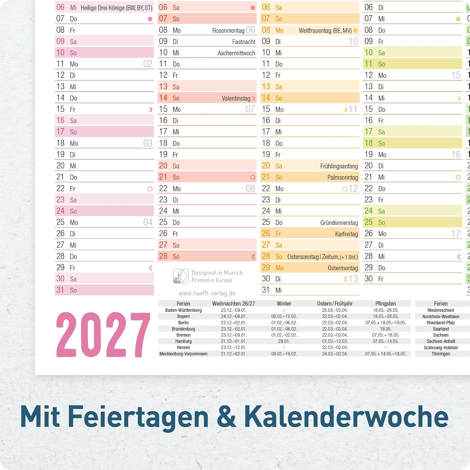 Häfft® 5 x Blackboard Calendar 2027 A5 Landscape Year Planner Wall Calendar – Bild 4