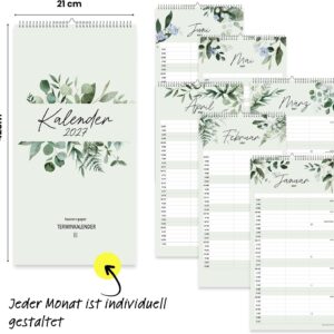 heaven+paper Familienkalender 2027 3 Spalten Green Kalender 2027 (21x42cm) – Bild 4