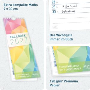 Häfft® Compact Striped Calendar 2027 Narrow (9 x 30 cm) "Rainbow" – Bild 2