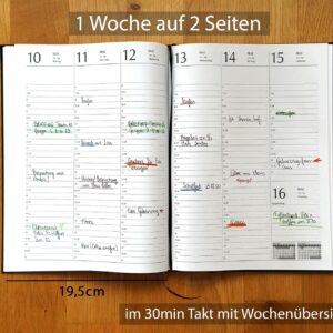 Executive Planner 2027 Almost A4 Leather Look Hardcover Diary 2027 Book Calendar Diary 2027 Executive Calendar with Week to View Business Planner Calendar Book (Black) – Bild 3
