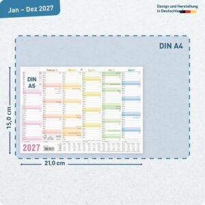 Häfft® 5 x Blackboard Calendar 2027 A5 Landscape Year Planner Wall Calendar – Bild 3