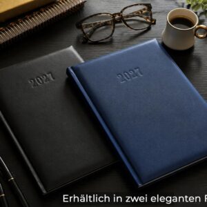 Executive Planner 2027 Almost A4 Leather Look Hardcover Diary 2027 Book Calendar Diary 2027 Executive Calendar with Week to View Business Planner Calendar Book (Black) – Bild 6