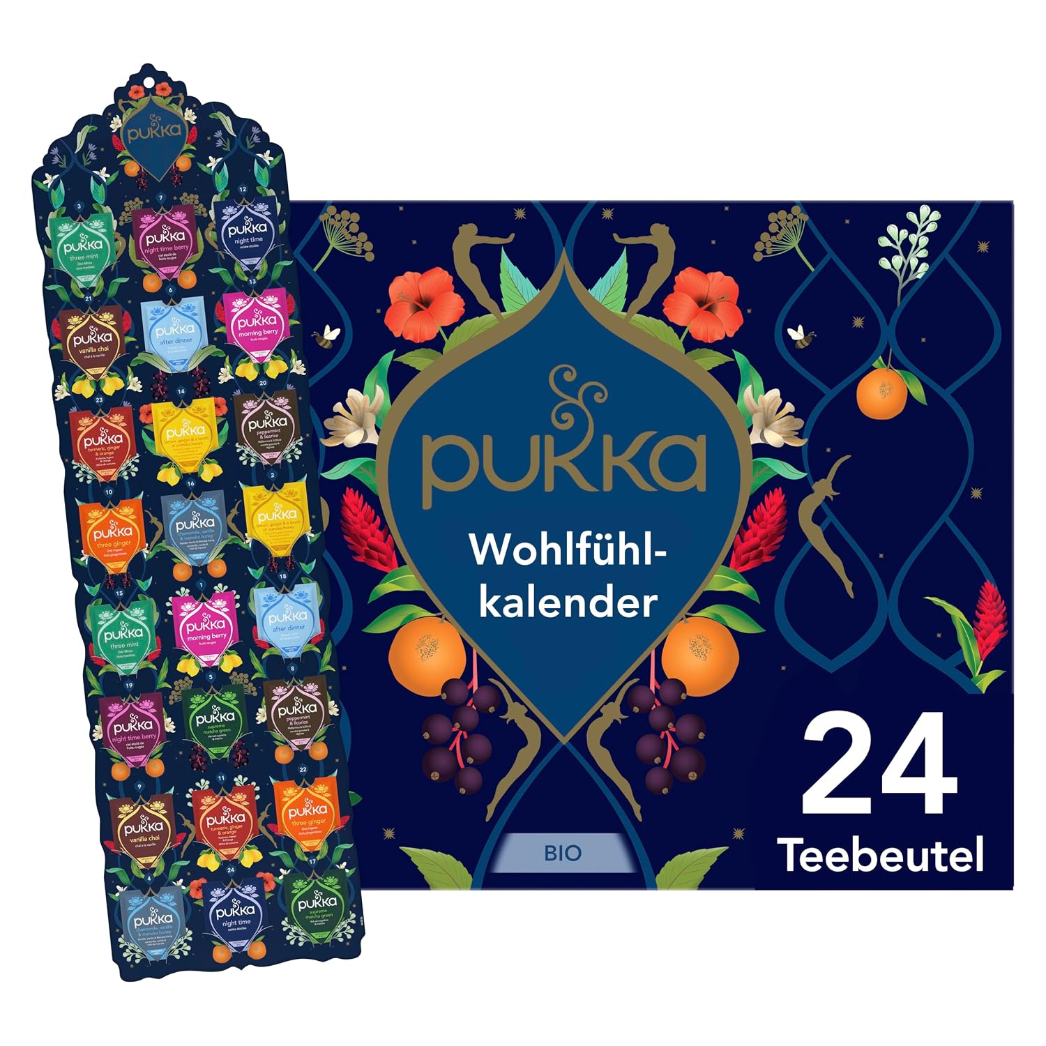 Pukka Organic Tea Gift Set, Advent Calendar, "Feel-Good Calendar 2025", Environmentally Friendly, No Chocolate, Dairy Free, Gift Idea, 12 Tea Variations, 24 Tea Bags