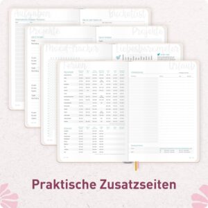 Häfft - Timer Book Calendar 2027 A5 for Young Adults "Pink Flowers" – Bild 6
