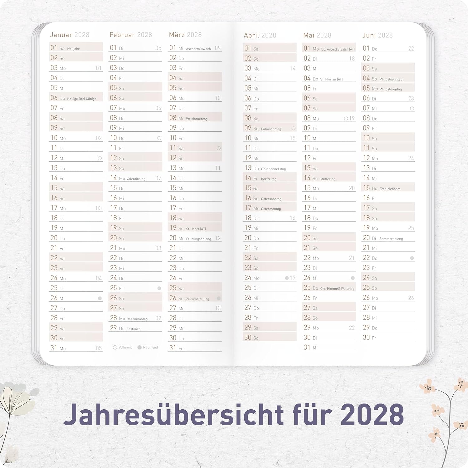 Häfft® Monthly Calendar Square, Pocket Calendar 2027 Small "Flower Joy" – Bild 5