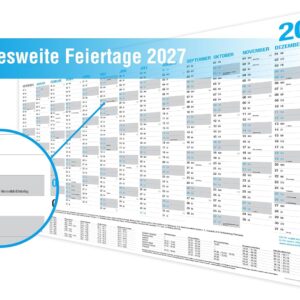 Set of 3 Wall Calendar 2027 – DIN A4 Landscape – Blackboard Calendar, Year Planner, Annual Calendar & Holidays – Bild 3