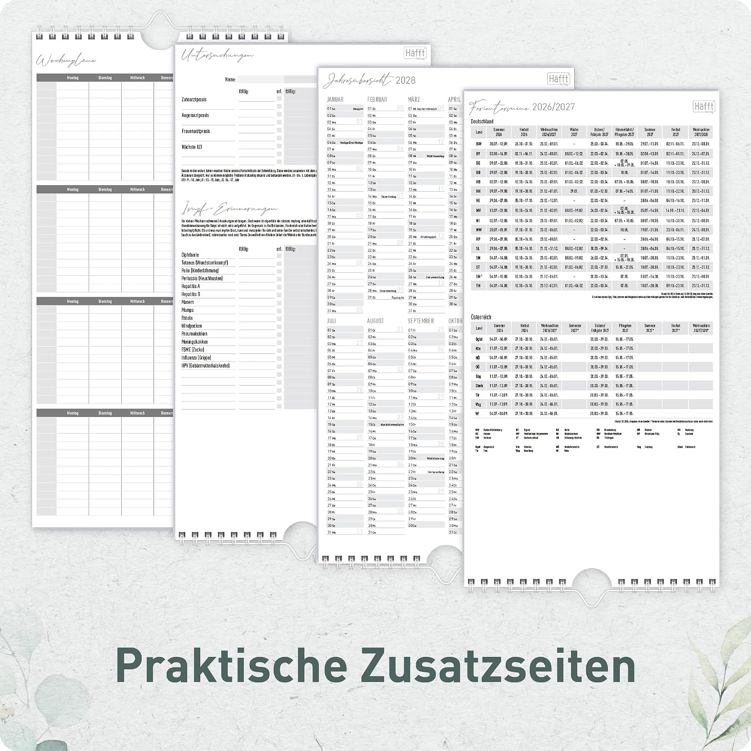 Häfft® Family Planner 2027 with 4 Columns - Wall Calendar "Gold Leaf" – Bild 6