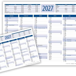 Blackboard Calendar 2027 DIN A4 (Pack of 3 in Blue)