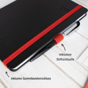 TOBJA® Book Calendar 2027 A5 Hardcover Nero Red - 1 Week 2 Pages Half Hour Clock 6-21 Clock Diary with Elastic Band, Pen Loop & Bookmark FSC Weekly Planner Calendar Book – Bild 4
