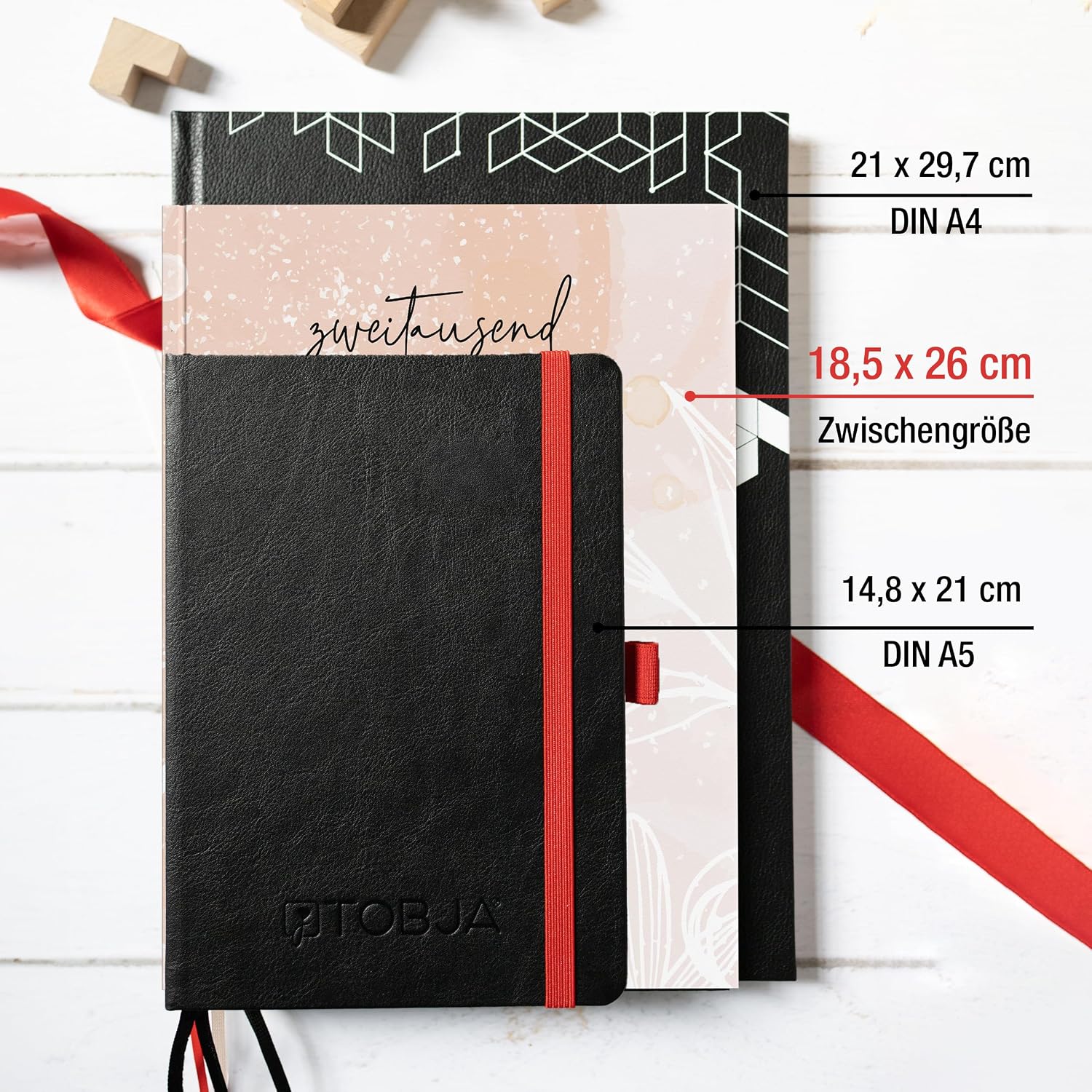 TOBJA® Book Calendar 2027 OptiPlaner Rosé - Watercolour Design Dusky Pink, 30 Minutes Stroke 7-21 o'clock, Weekly Planner Between A5 & A4 (18.5 x 26 cm), FSC, 4 Languages | Diary 2027 Women – Bild 5