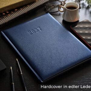 Executive Planner 2027 Almost A4 in Leather Look Appointment Book 2027 Book Calendar 1 Week 2 Pages Hardcover Diary 2027 Executive Calendar with Week to View (Dark Blue) – Bild 2
