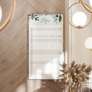 Alternative view of heaven+paper Familienkalender 2027 3 Spalten Green Kalender 2027 (21x42cm)