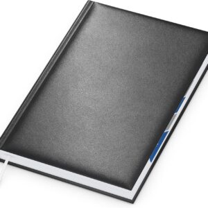 GEIGER-OFFICE Book Calendar 2027 Manager Register - Premium Executive Timer in DIN A5 Format with Monthly Index Punch - 1 Day on 1 Page - 416 Pages - Padded Balacron Cover Black with Year Number