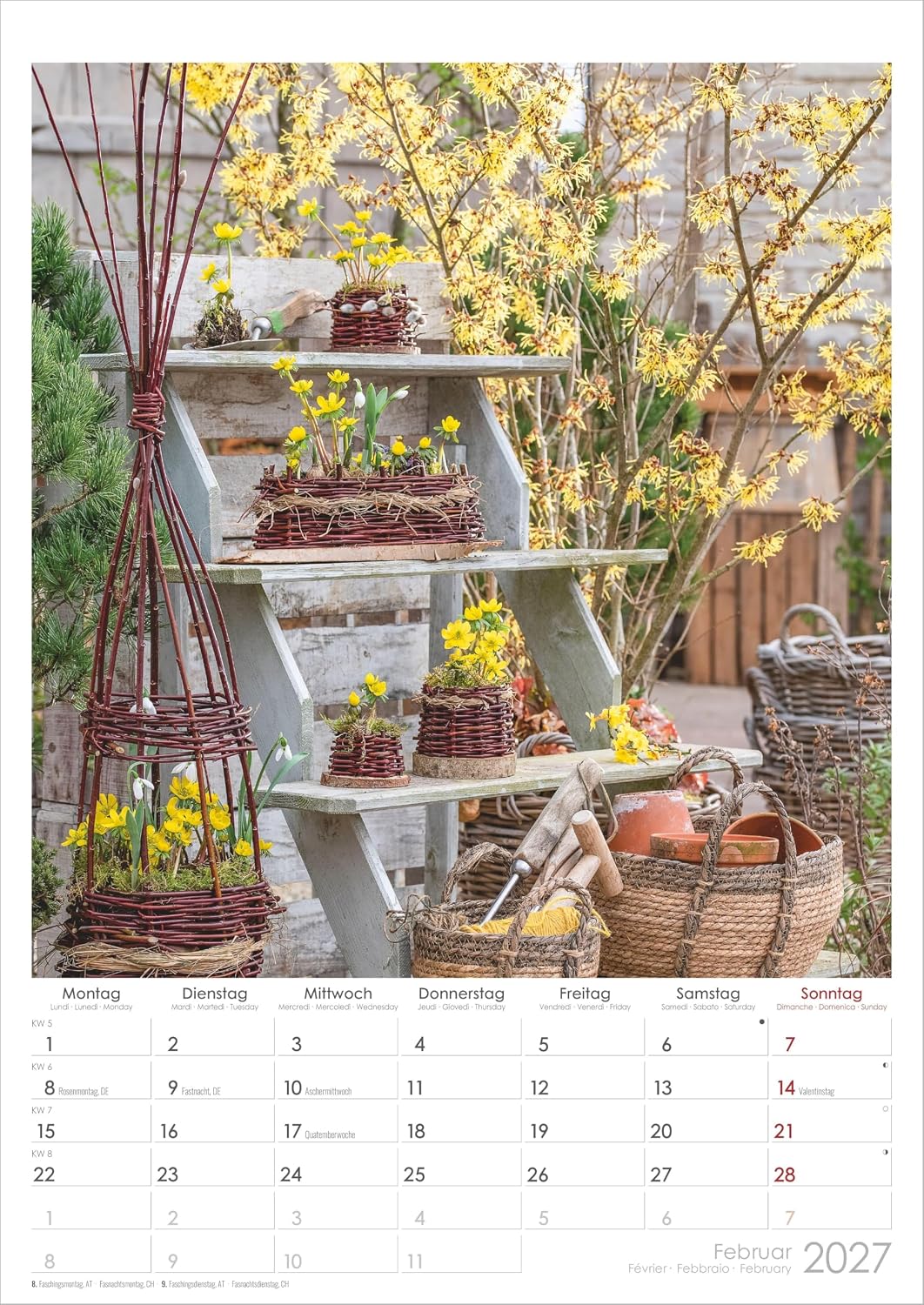 Landhaus 2027: Wandkalender 29,7x42 cm mit Feiertagen, 4-sprachigem Kalendarium und Platz für Notizen – Bild 3