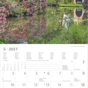 Gartenzauber 2027: Wandkalender 30x30 cm (30x60 cm geöffnet) mit Notizkalendarium, 12 Gartenmotiven und Bucket-List – Bild 4
