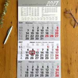 3 Month Calendar 2027 Wall Calendar with Slider - Calendar 2027, 3 Months at a Glance, Year Overview, Holidays & School Holidays DE/AT, Office Calendar 56 × 30 cm – Bild 7
